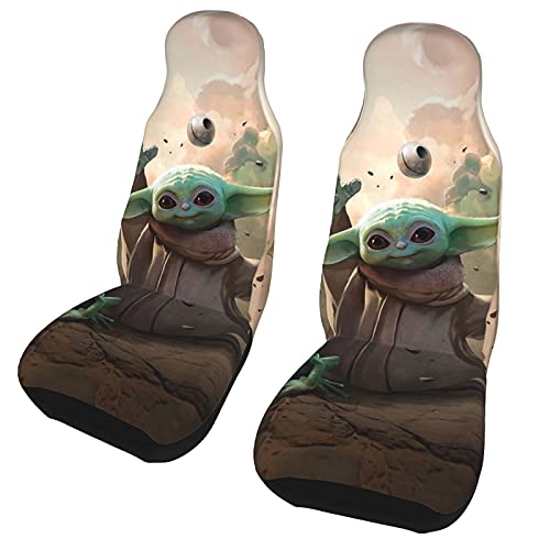 FGHdiy Car Front Seat Covers,Universal Fit Women Men Luxury Print Seats Protector Apply to Sedan, Truck, SUV, Black, One Size