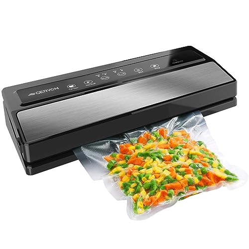 GERYON Vacuum Sealer Machine, Automatic Food Sealer, Starter Kit|Led Indicator Lights|Easy to Clean|Dry & Moist Food Modes| Compact Design (Silver)