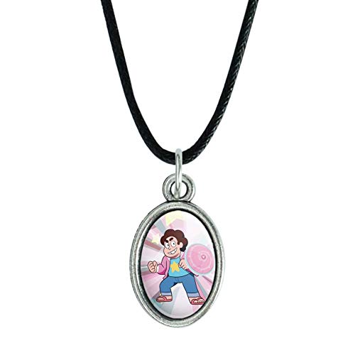 GRAPHICS & MORE Steven Universe Steven Shield Antiqued Oval Charm Pendant with Black Satin Cord