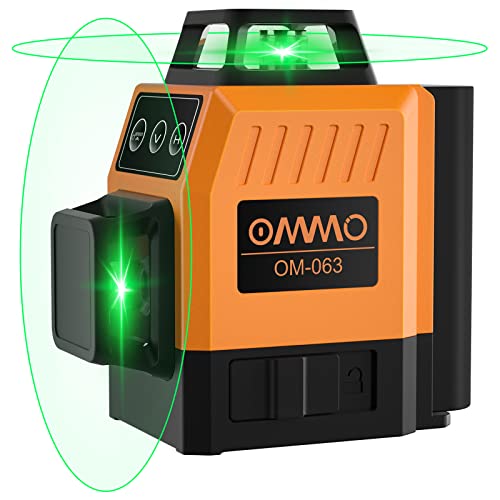 OMMO Laser Level, 8 Lines Green Laser Level Self Leveling Tool, 150ft Line Laser Level Beam Tool with One 360° Vertical and One 360° Horizontal Lines, Magnetic Stand and USB Cable Included