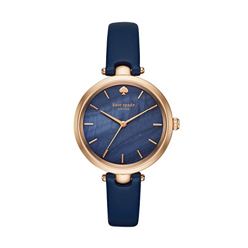 Kate Spade New York Women's Holland Quartz Stainless Steel and Leather Watch, Color: Rose Gold, Navy (Model: KSW1157)