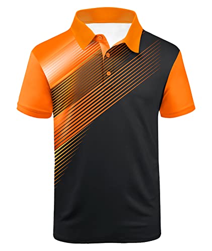 ZITY Mens Polo Shirt Short Sleeve Sports Golf Tennis T-Shirt 045-2-Black Orange-XL