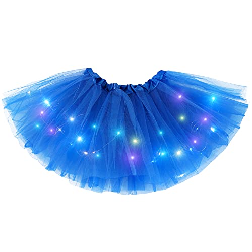 Jane Shine Girl Tutu Skirt, 3 Layered Fluffy Tulle Tutus, Halloween Ballet Dance Dress Up with Light for Girls, 2-8T