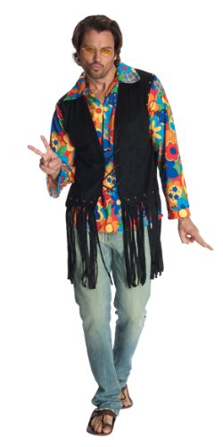 Rubie's costumes Heroes and Hombres, Flower Power Vest adult sized costumes, Yellow/Blue/Red/Green/Black, Standard US