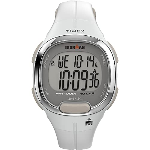TIMEX Women's IRONMAN Transit 33mm Resin Strap Watch – White/Chrome tone- White resin strap