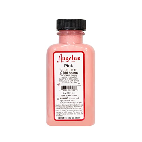 Angelus Suede Leather Dye for Shoes, Boots, Bags, Crafts, Furniture, Nubuck, & More, Pink - 3oz
