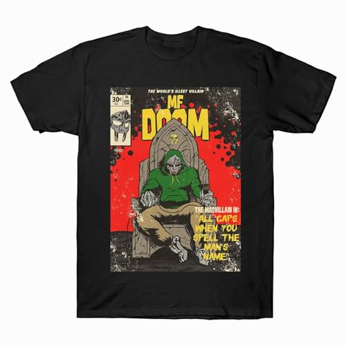 CUICAN MF-Doom Shirt Poster Tshirt Men Women Kids Soft Short Sleeve t Shirt Black Large