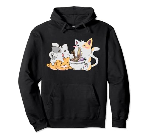 Anime Ramen Cats Kawaii Neko Japanese Gift Pullover Hoodie