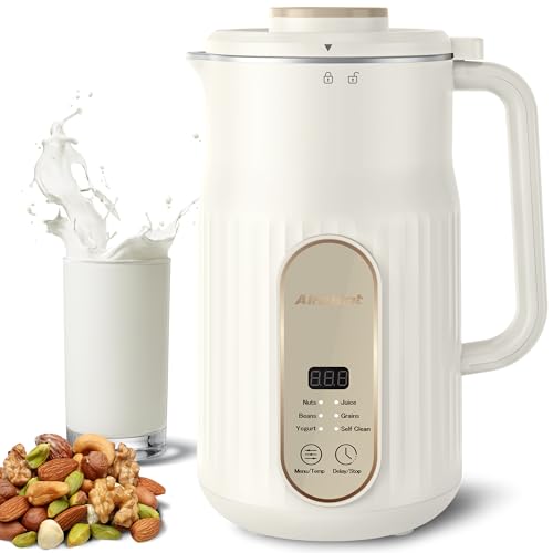 Nut Milk Maker, AlfaBot N2 Automatic Almond Milk Machine for Homemade Plant-Based Milk, Oat, Soy, Yogurt, 5 Modes/35OZ Big Capacity Soy Milk Maker with Delay Setting and Self Cleaning