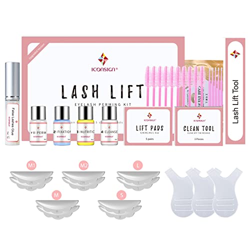 ICONSIGN 2024 Upgraded Lash Lift Kit, Professional Semi-Permanent Curling Eyelash Perm Kit Suitable for Salon & Home Use