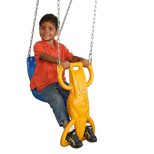 Swing-N-Slide Wind Rider Glider Swing, No Swing Hangers Yellow/Blue, 72' H x 14' W x 25' L