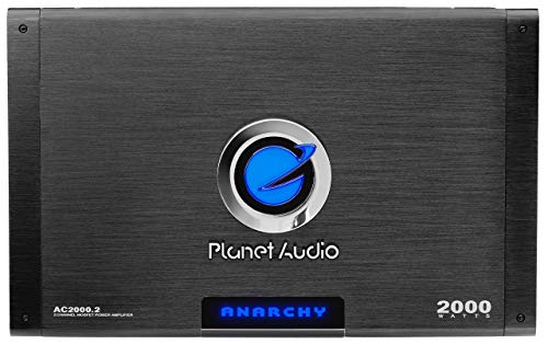 Planet Audio AC2000.2 Anarchy Series Car Audio Amplifier - 2000 High Output, 2 Channel, 2/8 Ohm, High/Low Level Inputs, High/Low Pass Crossover, Full Range, Hook Up To Stereo and Subwoofer,Black
