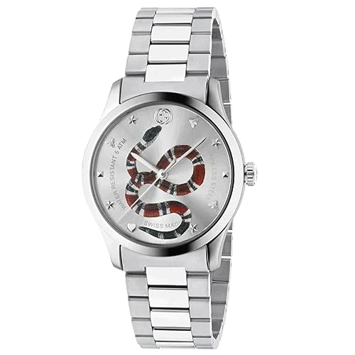 Gucci G-Timeless Silver Dial with Snake Motif Stainless Steel Watch YA1264076
