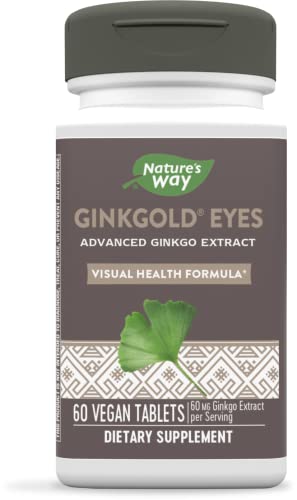 Nature's Way Ginkgold Eyes, Gingko Biloba Supplement for Adults, Visual Health Formula*, Gluten Free, 60mg Ginkgo Biloba Extract Per Serving, 60 Tablets