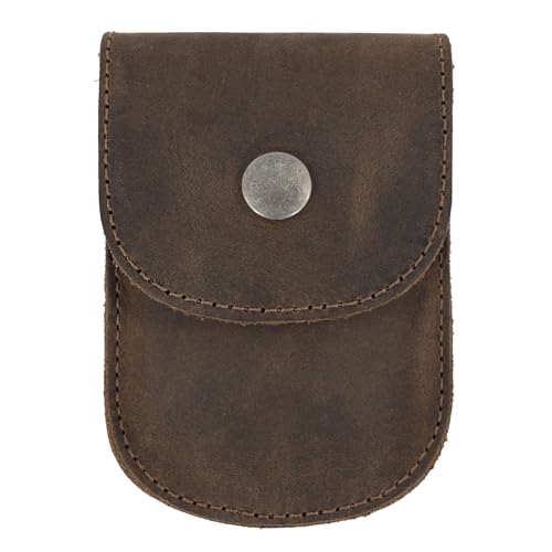 Hide & Drink, Full Grain Leather Holster Pouch, Durable EDC Waist Bag for Coins, Pocket Wallet, Headphones, Personal Items, Conveniently Attaches to Belt, Snap Closure, Handmade, Bourbon Brown