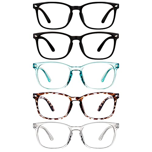 CHEERS DEVICES 5 Pack Reading Glasses Blue Light Blocking Glasses, Computer Readers for Women Men Anti Glare Eyeglasses (5 Pack Mix Color-2, 1.0)