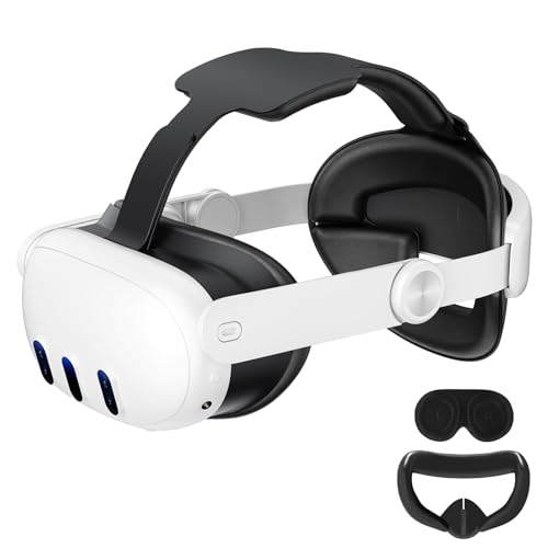 3 in 1 Head Strap and Face Cover Lens Cover Compatible with Meta/Oculus Quest 3, YondestStars Comfy Lightweight Elite Strap Accessories for VR Headset