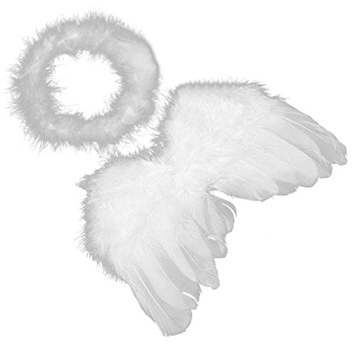 Baby Infant Feather Angel Wings Halo Baby Cupid Cosplay Photography Props Costumes Kit for 0-6 Months Baby