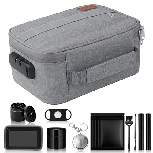 PODAHO Multi-Purpose Large Storage Bags with 9 Accessories, Premium Storage Case with Combination Lock For Home and Travel, Grey