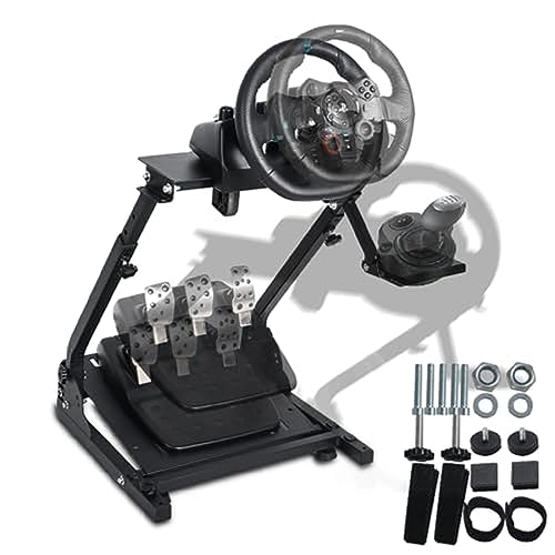 Racing Wheel Stand Foldable Racing Simulator Steering Wheel X Frame Adjustable Angle And Height Fit For Logitech G25, G27, G29, G920 Shifter With Seat Slot,NOT Included Steering Wheel, Pedal Handbrake And Shifter