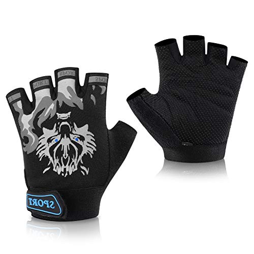 Accmor Kids Fishing Gloves, Kids Sport Gloves, Kids Cycling Gloves, Children Half Finger Gloves for Cycling Camping Fishing Parkour Outdoor Sports
