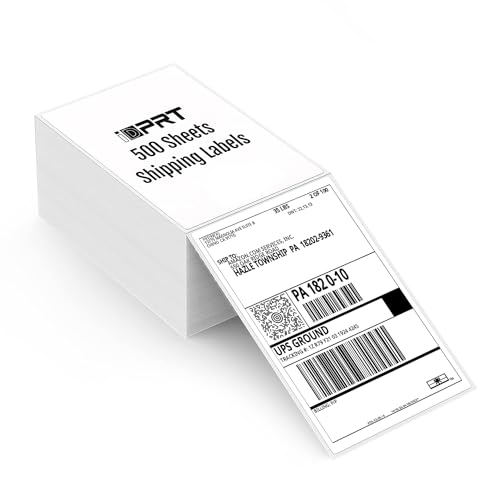 iDPRT Shipping Labels - 4×6 Thermal Direct Shipping Label, Fan-Fold Labels, Thermal Shipping Label for Label Printer, 500 Labels Per Stack, Address Blank Labels for Office, Strong Adhesive Labels
