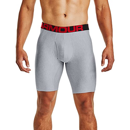 Under Armour mens Tech 9-inch Boxerjock 2-Pack , Mod Gray Light Heather (011)/Jet Gray Light Heather , Medium