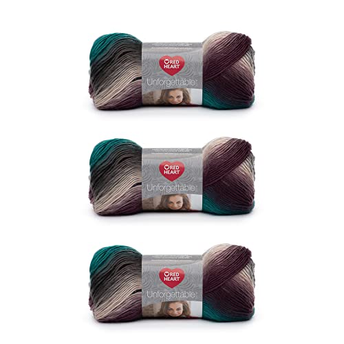 Red Heart Boutique Unforgettable Tealberry Yarn - 3 Pack of 100g/3.5oz - Acrylic - 4 Medium (Worsted) - 270 Yards - Knitting, Crocheting & Crafts