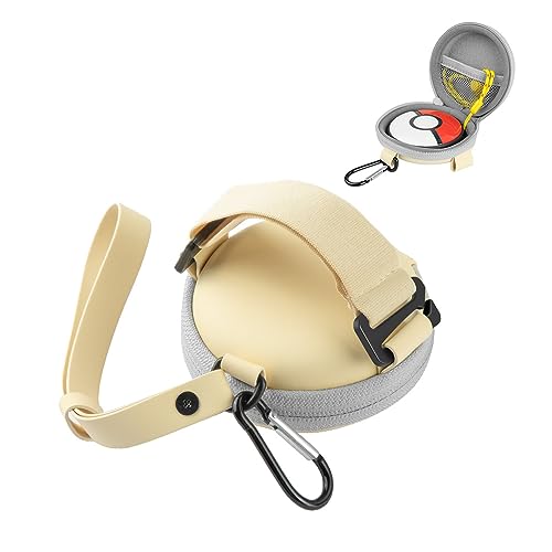 JOYJOM Hard Carrying Case for Pokemon Go Plus Plus + Accessory, Portable EVA PU Leather Protective Bag Storage Hard Carrying Case for Pokemon go Plus Plus +2023 (Beige)