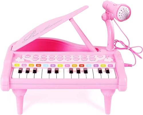 Conomus Piano Keyboard Toy for Kids-1 2 3 Year Old Girls First Birthday Gift -24 Keys Multifunctional Musical Electronic Toy Piano for Toddlers
