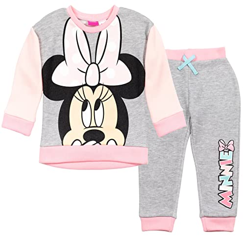 Disney Minnie Mouse Toddler Girls Fleece Sweatshirt and Pants Set Grey/Pink 3T