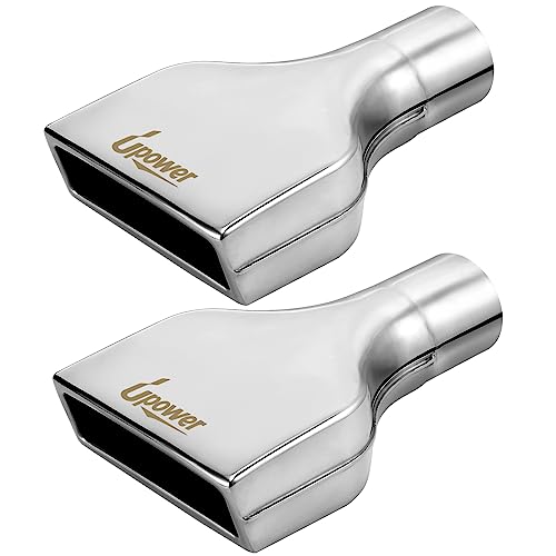 Upower 2PCS Exhaust Tip 2.5' Inlet 2' x 6' Outlet 10' Long Rolled Rectangle Exhaust Tailpipe Tips Stainless Steel Polished Diesel Pipe Weld On