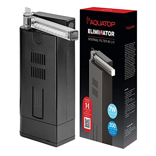 Aquatop 200 GPH Slim Internal Filter with 7W UV Light - UV For Crystal Clear Water, Fresh & Saltwater Use, Innovative Aquarium Filters For Fish & Turtle Tanks, IF7-UV