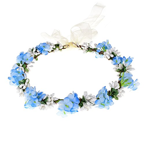 Love Sweety Nature Flower Crown Fruit Headband Boho Garland Wedding Photo Prop (Blue)