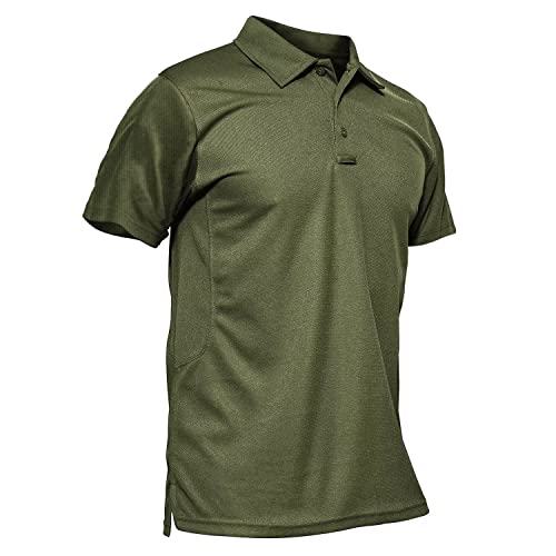 MAGCOMSEN Tactical Polo Shirts for Men Short Sleeve Summer Golf Shirts Casual Polo Shirt for Men Army Green XXL