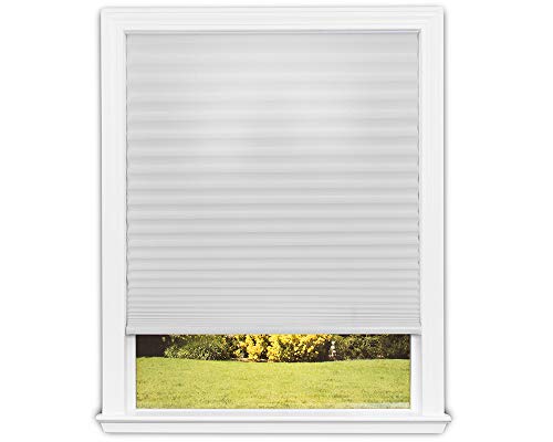 Redi Shade No Tools Easy Lift Trim-at-Home Cordless Pleated Light Filtering Fabric Shade White, 30 Inch x 64 Inch, (Fits windows 19 in - 30 in)