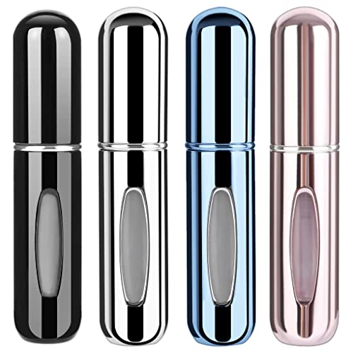 KJHD Mini Refillable Perfume Atomizer Bottles: Portable Travel - Size Spray Sprayers for Cologne Perfumes - 4 Empty 5ml Bottles for Easy Refill