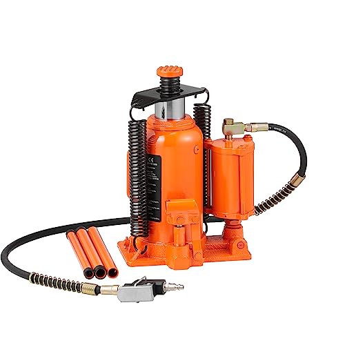 VEVOR Air Hydraulic Bottle Jack, 20 Ton/44029 LBS All Welded Bottle Jack, 10.4-19.7 inch Lifting Range, Manual Handle and Air Pump, for Car, Pickup, Truck, RV, Auto Repair, Industrial Engineering