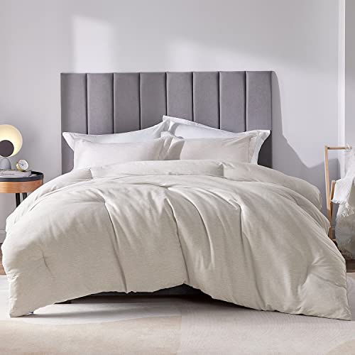 CozyLux King Size Comforter Set - 3 Pieces Beige Soft Luxury Cationic Dyeing Bedding Comforter for All Season, Breathable Lightweight Fluffy Boho Bed Sets with 1 Comforter and 2 Pillow Shams
