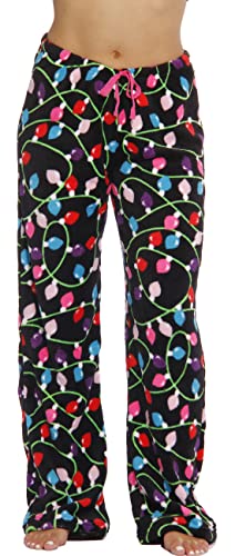 6339-10122-M Just Love Women's Plush Pajama Pants - Petite to Plus Size Pajamas,Black - Light Up,Medium