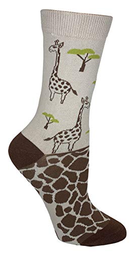 Safari Giraffes, Anydaze Women's Crew Socks, Combed Cotton & smooth toe