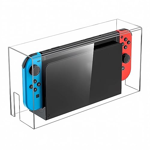 AMENKER Acrylic Clear Dust Display Box Cover for Switch/OLED Dock (only Cover), Waterproof and dustproof Clear Protective Case support Nintendo Switch/OLED Dock