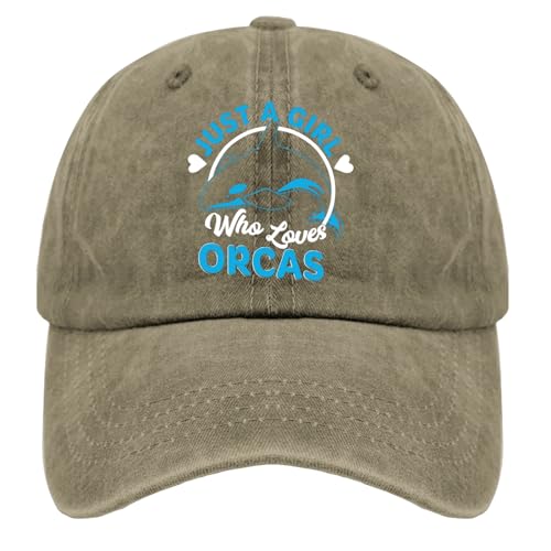 Just A Girl Who Loves Orcas Dolphin Hat for Men Baseball Caps Soft Washed Hiking Hat Light Weight