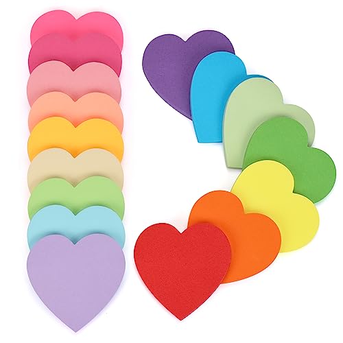 EOOUT 16 Colors Sticky Notes Heart Shape Sticky Pad Cute Memo Pads Colorful Self-Sticky Note Pads 75 Sheets/Pad