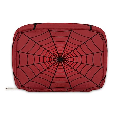 Travel Toiletry Bag for Women Travel Makeup Bag Organizer Cute Small Make Up Bag for Traveling Women Cosmetic Bag, Waterproof Shaving Bag for Men Travel Toiletries (Red Spider Web)