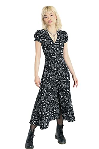 Hell Bunny Gothic Witchcraft Hello Goodbye Ouija A-Line Midi Dress - Black (M)