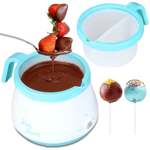 Party Desserts Candy and Chocolate Melting Pot with 2 Pots, Melts Candy Chocolate in a Couple of Minutes, Ideal for Cake Pops Cookies Cakes, 2.5 Cups, Aqua