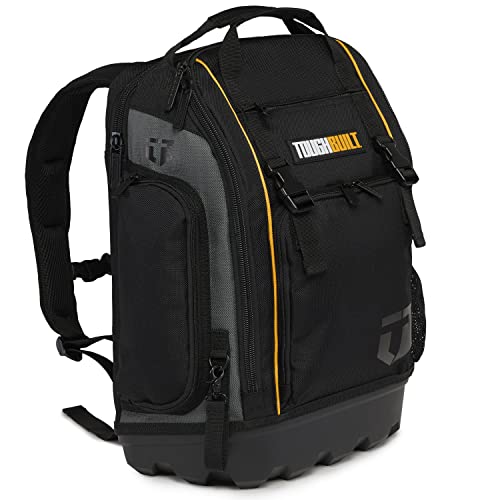 ToughBuilt - Tool Bag and Backpack, Fits 13' -17' Laptops, Large Front Flap Provides Easy Access to all Tools, Rugged Off-Road Base, Open and Covered Internal Pockets (TB-66C)