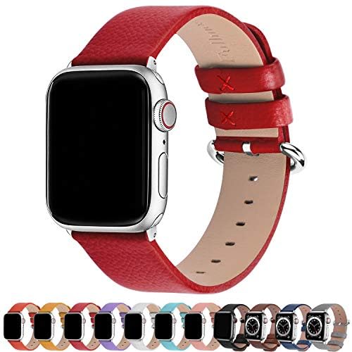 Fullmosa Leather Band Compatible with Apple Watch 41mm 45mm 40mm 44mm 38mm 42mm Women Band Strap for iWatch Ultra 2/Ultra/9/8/7/6/5/4/3/2/1/SE2/SE, 41mm 40mm 38mm Red