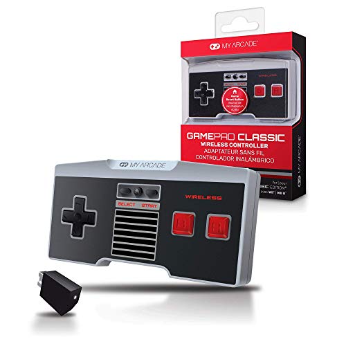 My Arcade GamePad Classic - Wireless Game Controller - Compatible with Nintendo NES Classic Edition, Wii, Wii U - Adapter Included - 30 Feet Range - Home Button - Battery Powered - Ergonomic Design